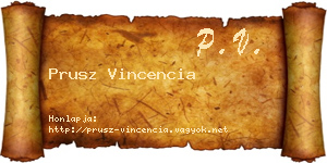 Prusz Vincencia névjegykártya
